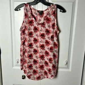 Y2K ILANCO  blouse sz Small,super lightweight ,floral,red . NWOT sleeveless